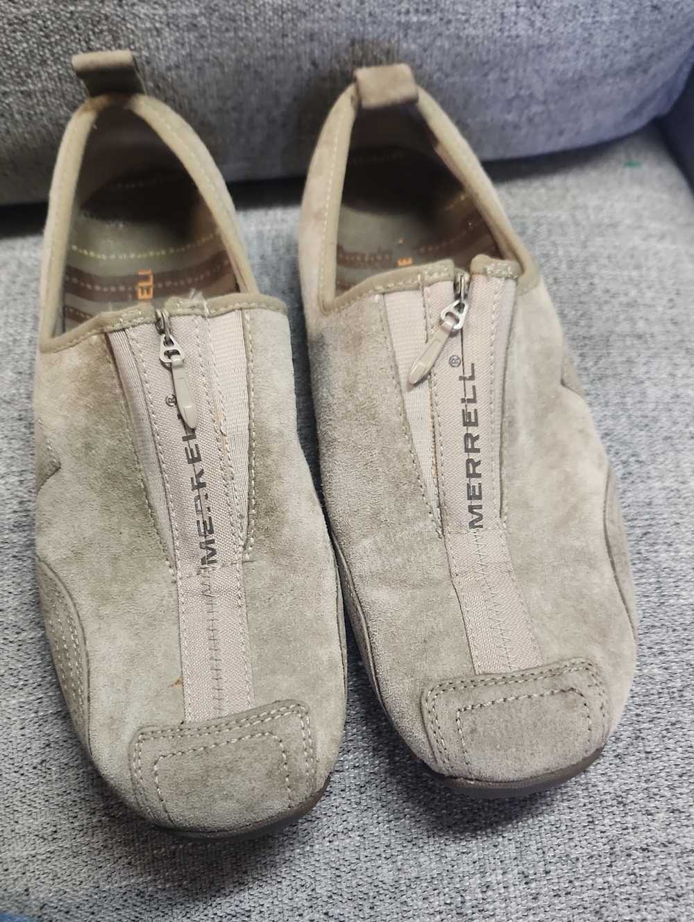 Merrell Barrado Leather Sage Slip On Front Zip Casual Flats Size 7
